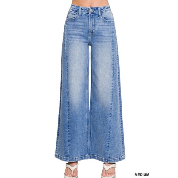 Zenana Outfitters Denim - Zenana Wide Leg Side Panel Soft Stretch Jeans NWOT